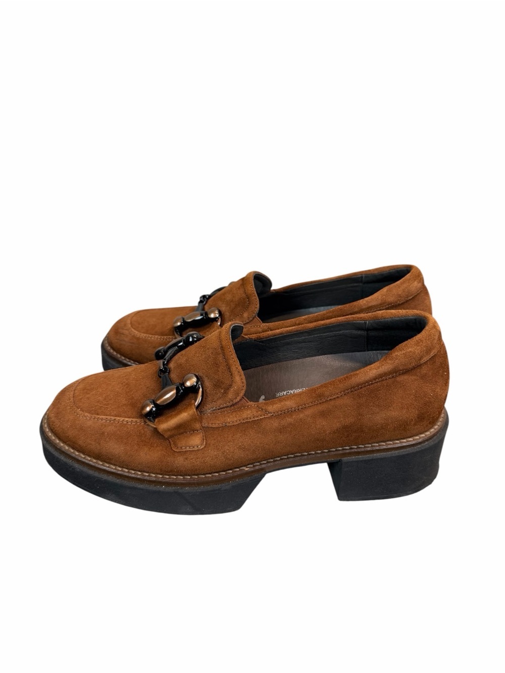 Softwaves Brown Suede Chunky Loafers Platform Lug Sole Horsebit EU 39 - Picture 4 of 11
